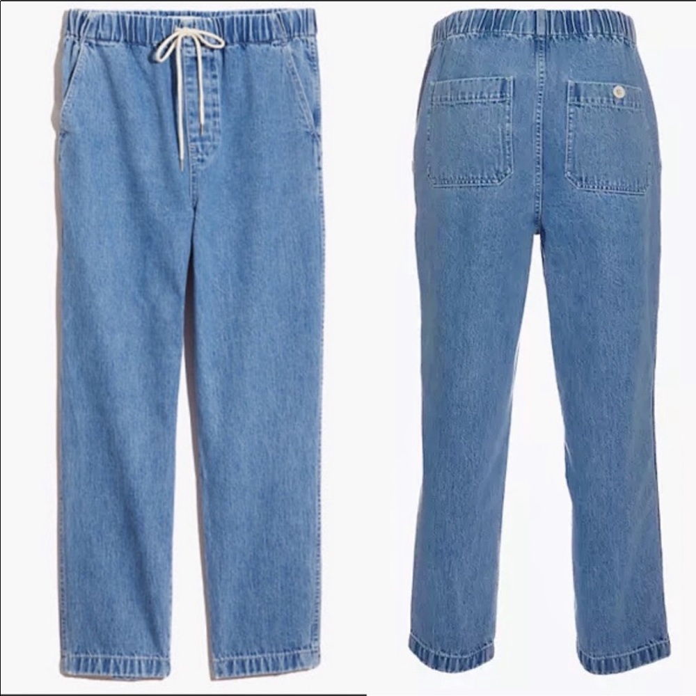 Madewell Drawstring Classic Straight Jeans, Small